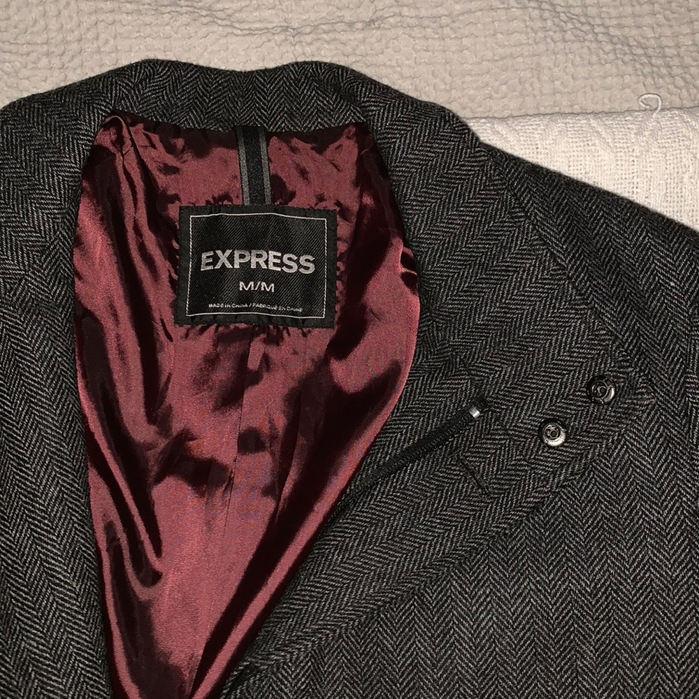 Express Black and Burgundy Pea Coat